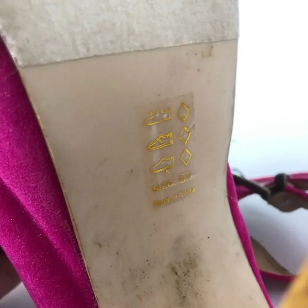 Vintage Shoe Republic LA Y2K Magenta Pink Velvety Platform Wooden Heels
